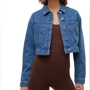 Vero Moda women’s cropped printed denim jacket, size XL